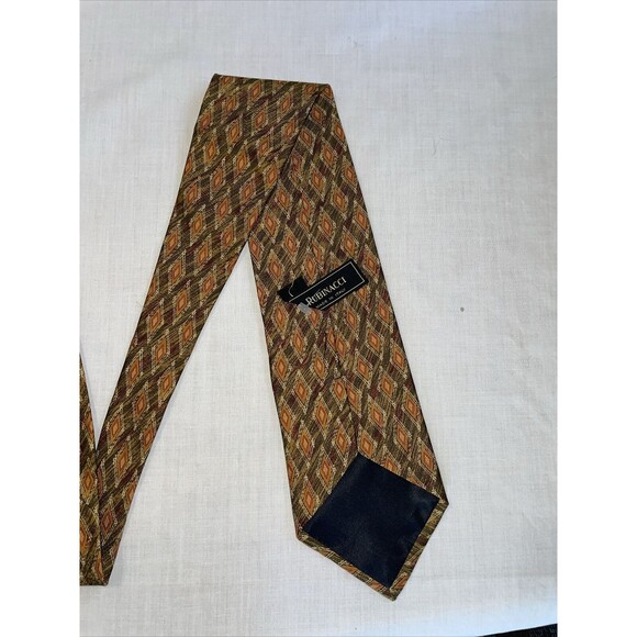 Rubinacci Italy Men’s Dress Tie Size 56” Gold Argyle Silk Business Formal Party - Picture 10 of 12